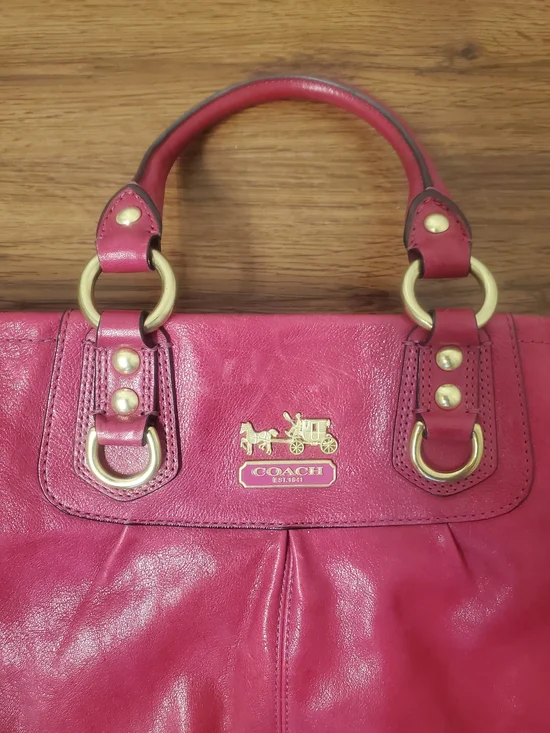 Coach Punch Pink Leather Tote with Gold Hardware - Picture 3 of 4